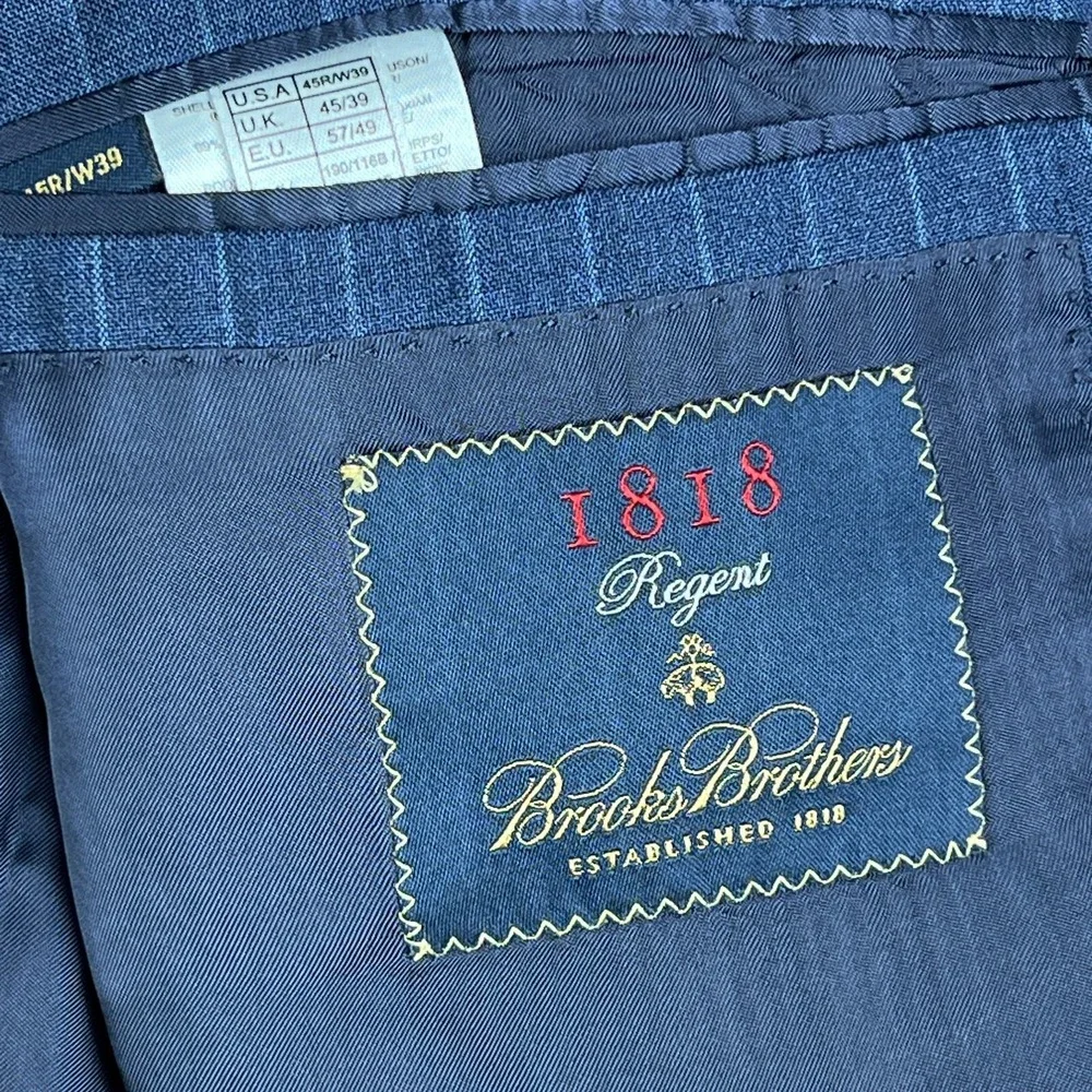 Brooks Brothers Drago 1818 Regent Blazer 45 R / W39 Navy Wool Made In Italy